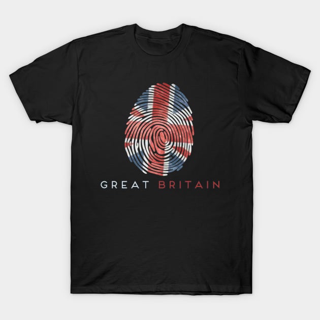 United Kingdom Great Britain Fingerprint T-Shirt by Contentarama